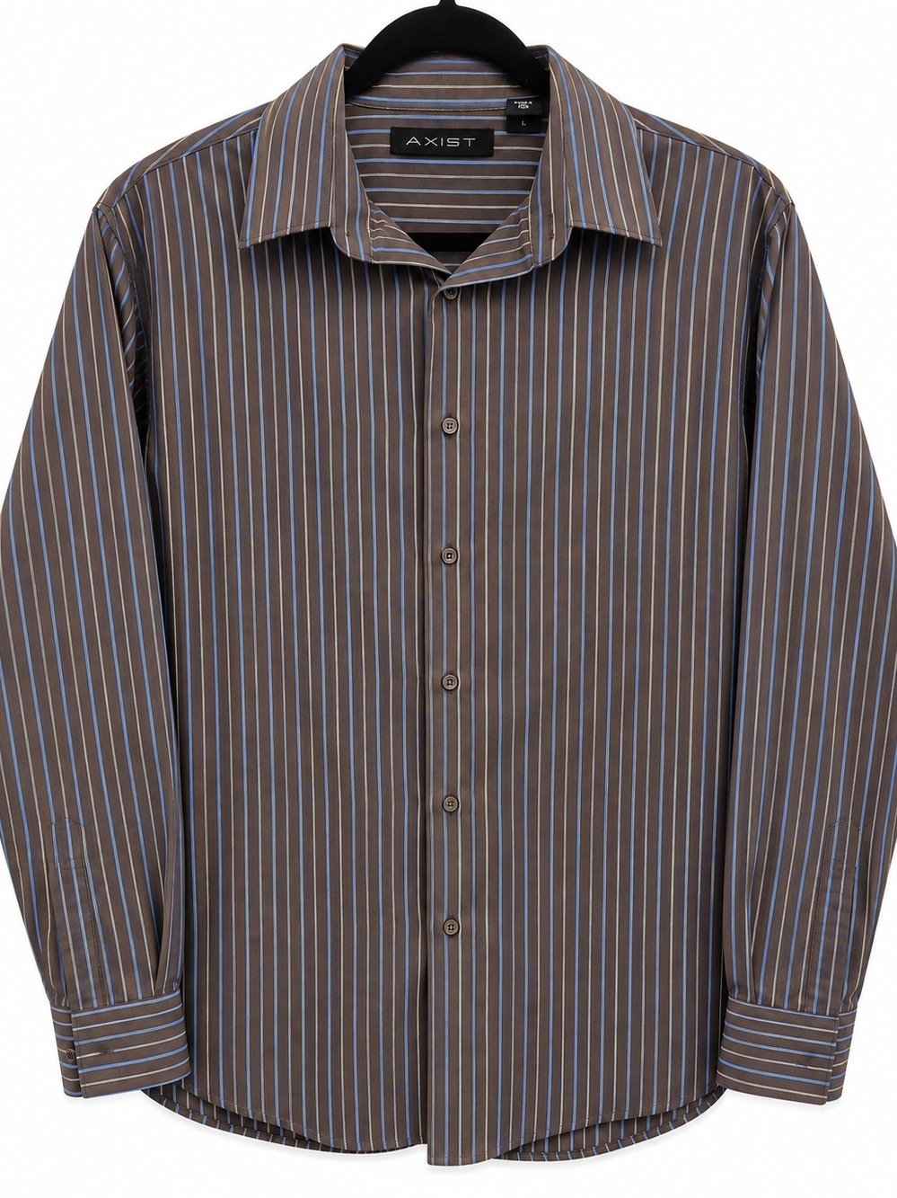 AXIST Brown & Blue Striped Button-Up Shirt – Size Large